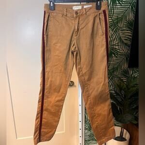 Anthropologie Chino Pants with Velvet Trim Sz 26